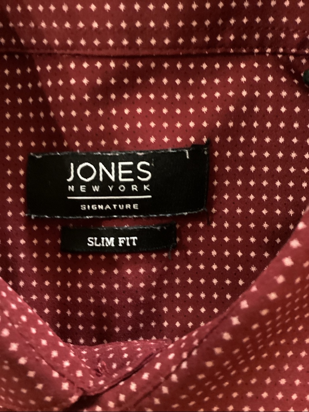 Jones New York Men's Wine Red Microdot Dress Shirt - Picture 3 of 4